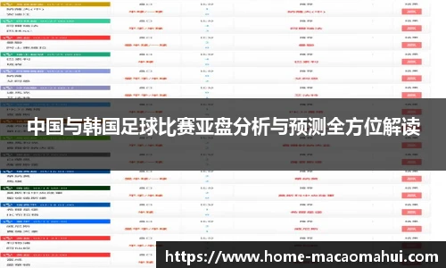 中国与韩国足球比赛亚盘分析与预测全方位解读